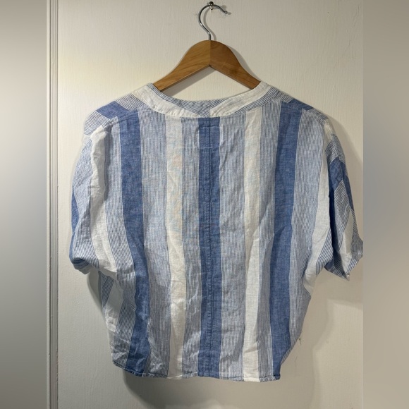 Rails Blue and White Striped Tie Front Top - Picture 4 of 5